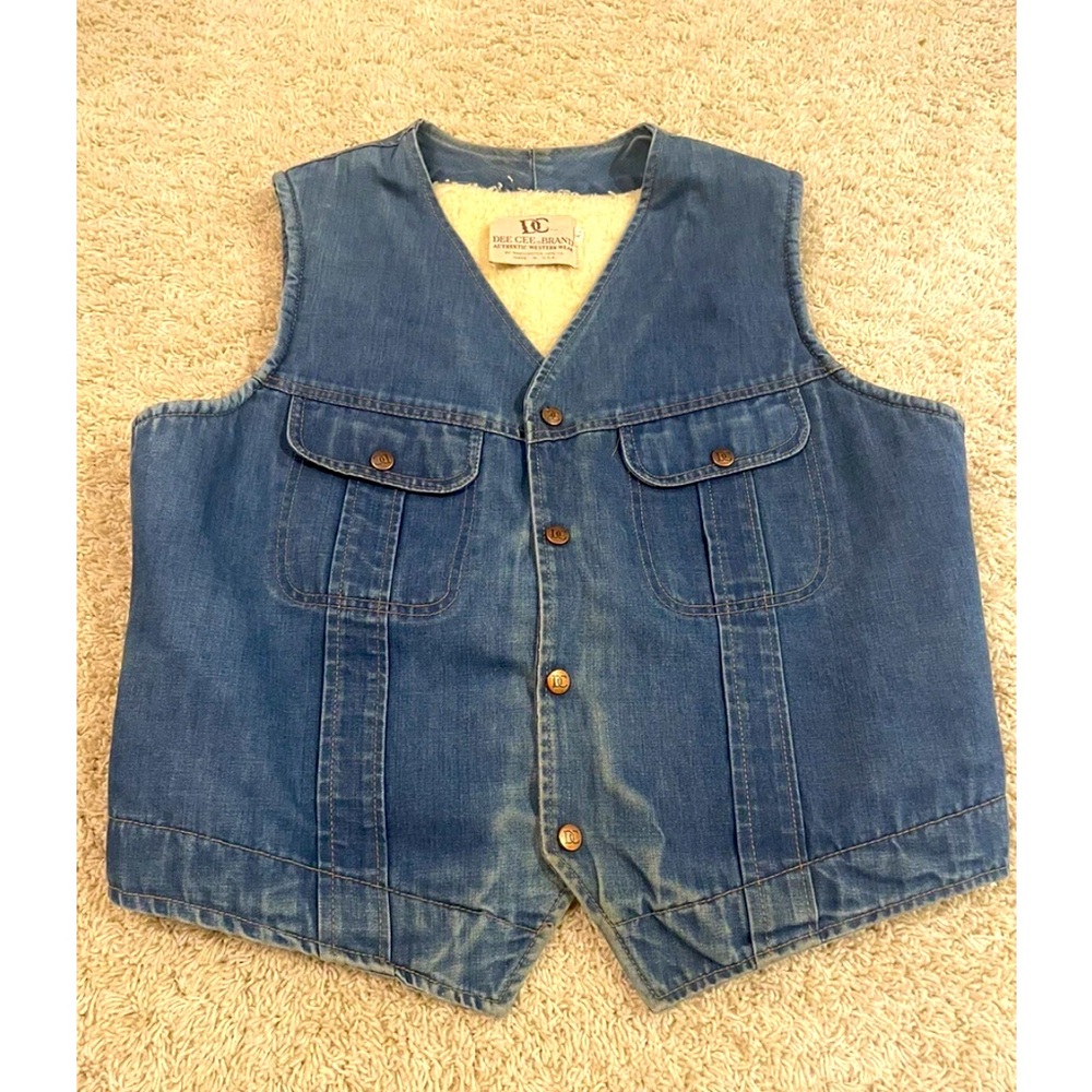 Vintage Dee Cee Sherpa lined denim vest
